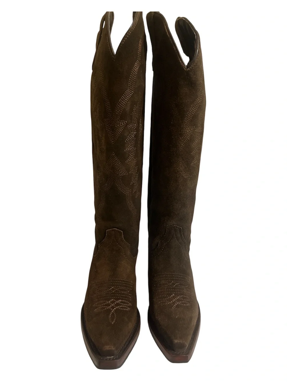 JC McCoy New Women's USA 4/Mex 23 Brown Suede Western Knee-High Boots